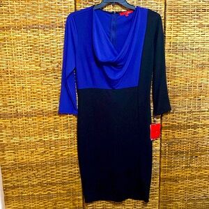 NWT Narcisco Rodriguez royal blue and black color block back zip dress L